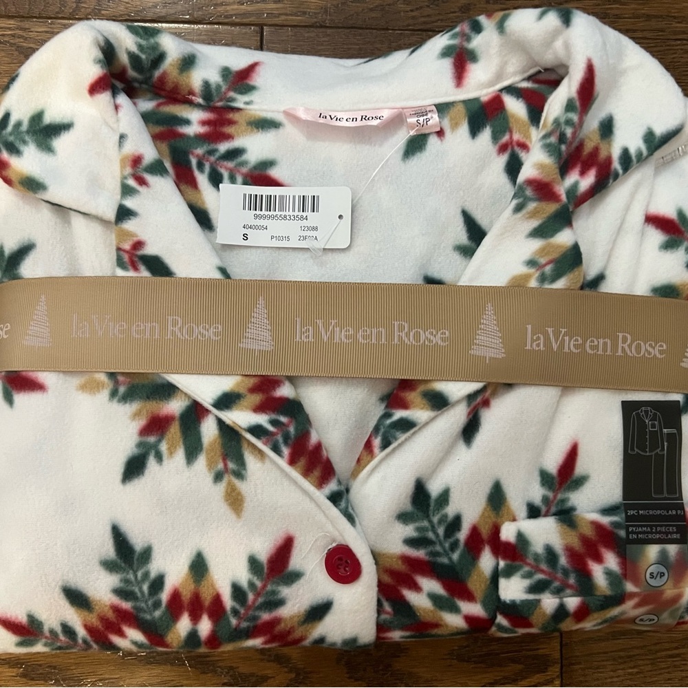 NWT La Vie en Rose 2PC Micropolar pajamas Size S